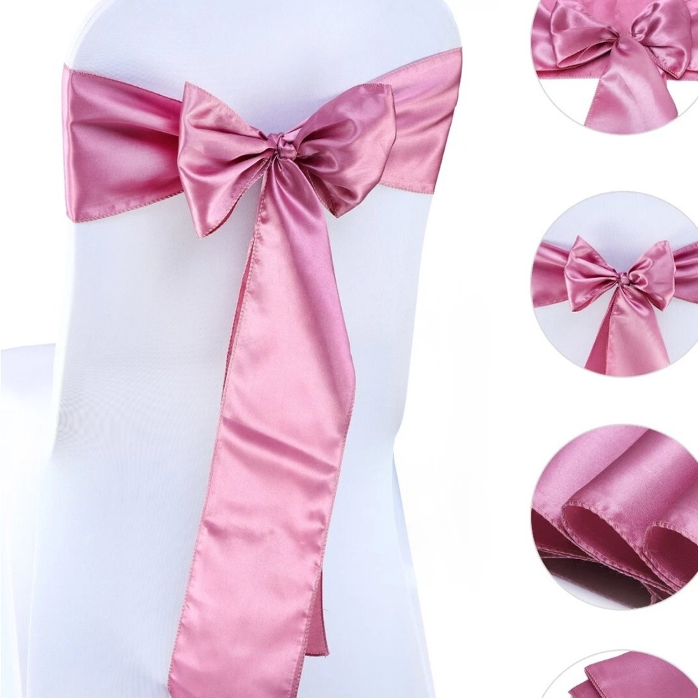 24/Elegant Pink Satin Chair Bow